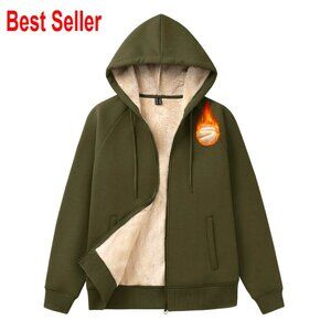 Women's Sherpa Fleece Lined Zip Hoodie Winter Jacket Warm Casual Coat